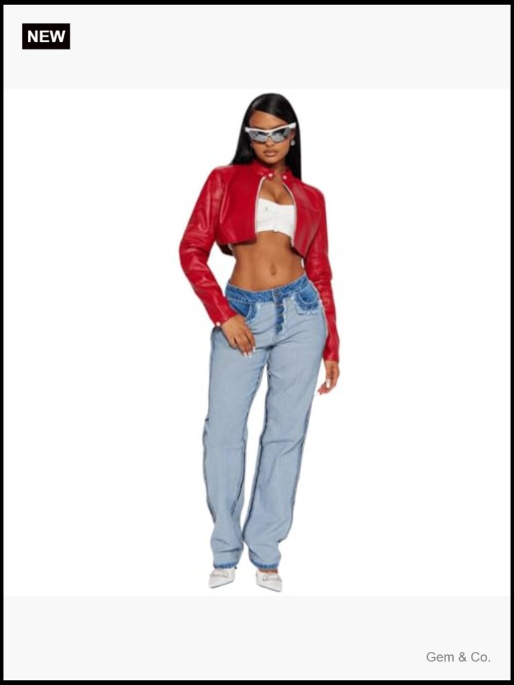 Cropped Faux Leather Motorcycle Jacket Bomber Y2K Jacket - Picture 4 of 7